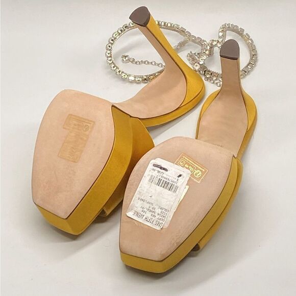 Jimmy Choo Saeda Satin Crystal Ankle-Strap Platform Sandals size 38.5 - Picture 13 of 14